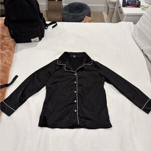 Black & white long sleeve button up pajama set